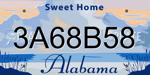 3A68B58 Alabama License Plate