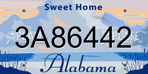 3A86442 Alabama License Plate
