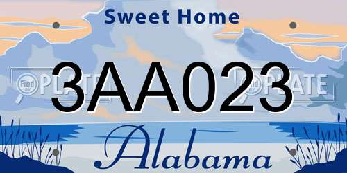 3AA023 Alabama License Plate