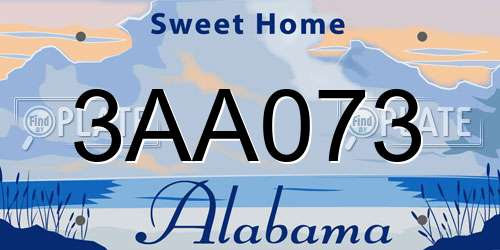 3AA073 Alabama License Plate