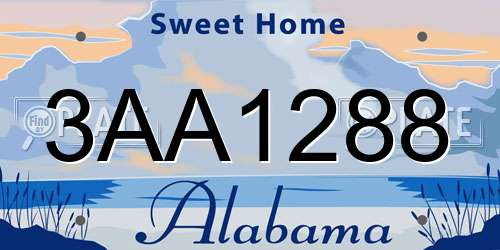 3AA1288 Alabama License Plate