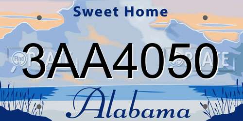 3AA4050 Alabama License Plate