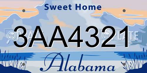 3AA4321 Alabama License Plate