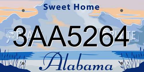 3AA5264 Alabama License Plate