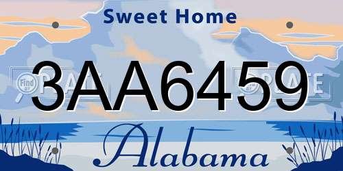 3AA6459 Alabama License Plate
