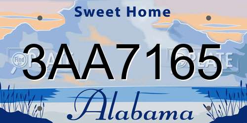 3AA7165 Alabama License Plate