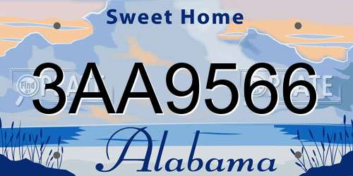 3AA9566 Alabama License Plate