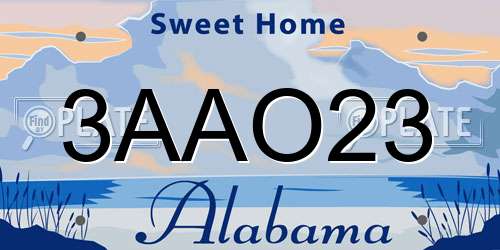 3AAO23 Alabama License Plate