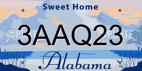 3AAQ23 Alabama License Plate