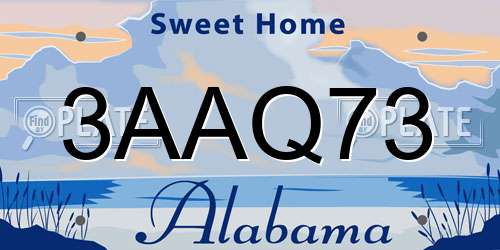3AAQ73 Alabama License Plate