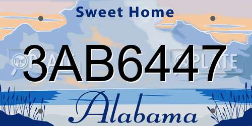 3AB6447 Alabama License Plate