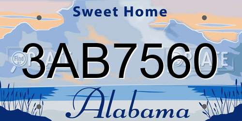 3AB7560 Alabama License Plate