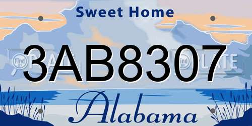 3AB8307 Alabama License Plate