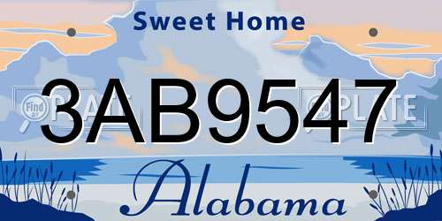 3AB9547 Alabama License Plate