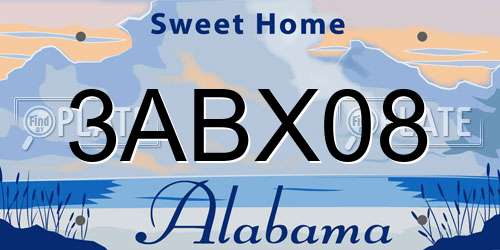 3ABX08 Alabama License Plate