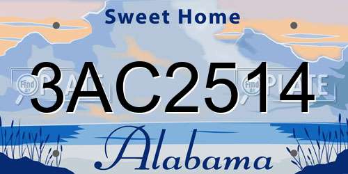 3AC2514 Alabama License Plate