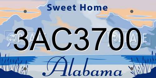 3AC3700 Alabama License Plate