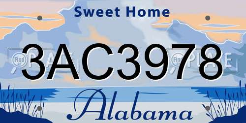 3AC3978 Alabama License Plate