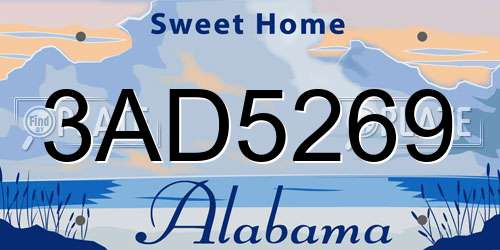 3AD5269 Alabama License Plate
