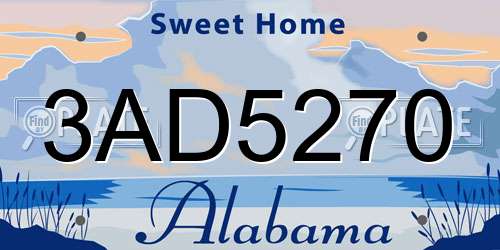 3AD5270 Alabama License Plate