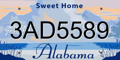 3AD5589 Alabama License Plate