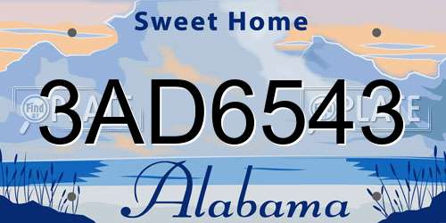 3AD6543 Alabama License Plate