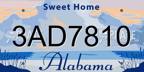 3AD7810 Alabama License Plate