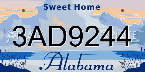 3AD9244 Alabama License Plate