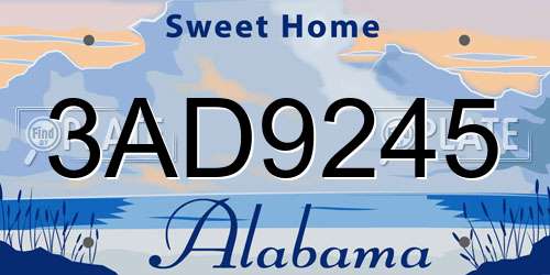 3AD9245 Alabama License Plate