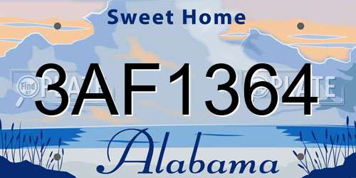 3AF1364 Alabama License Plate