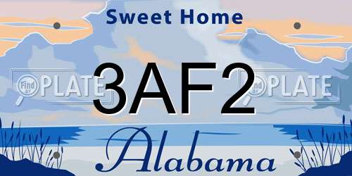 3AF2 Alabama License Plate