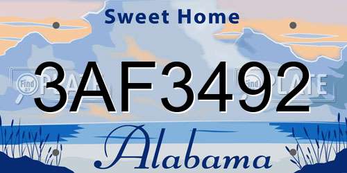 3AF3492 Alabama License Plate