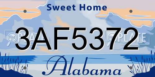 3AF5372 Alabama License Plate