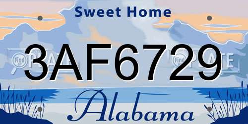 3AF6729 Alabama License Plate