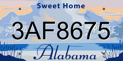3AF8675 Alabama License Plate