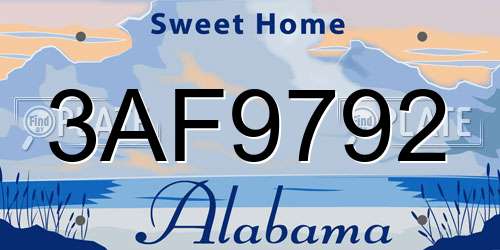 3AF9792 Alabama License Plate