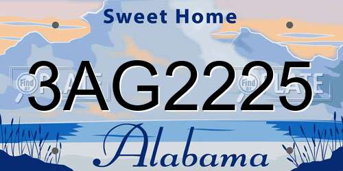 3AG2225 Alabama License Plate