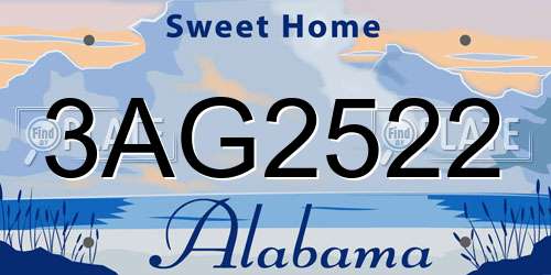 3AG2522 Alabama License Plate
