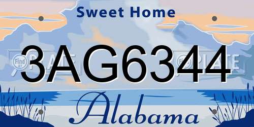 3AG6344 Alabama License Plate