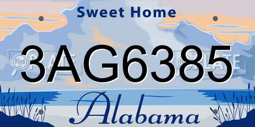3AG6385 Alabama License Plate