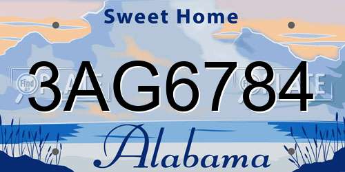 3AG6784 Alabama License Plate