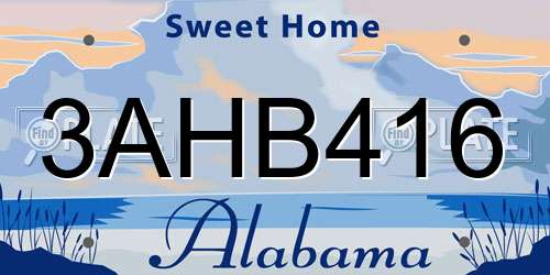 3AHB416 Alabama License Plate