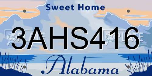 3AHS416 Alabama License Plate
