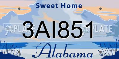 3AI851 Alabama License Plate