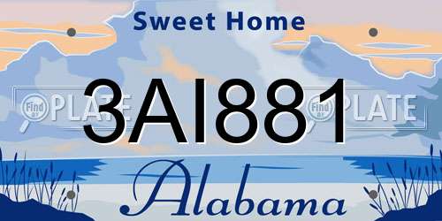 3AI881 Alabama License Plate