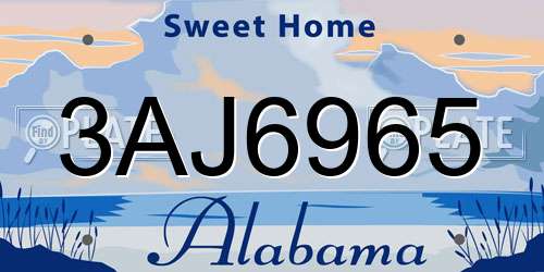 3AJ6965 Alabama License Plate