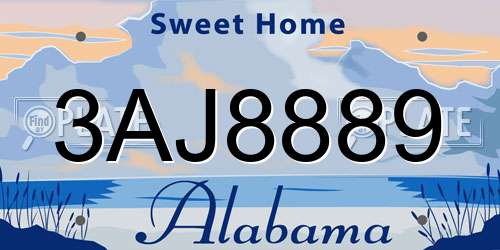 3AJ8889 Alabama License Plate