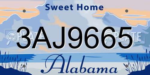 3AJ9665 Alabama License Plate