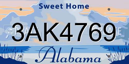 3AK4769 Alabama License Plate