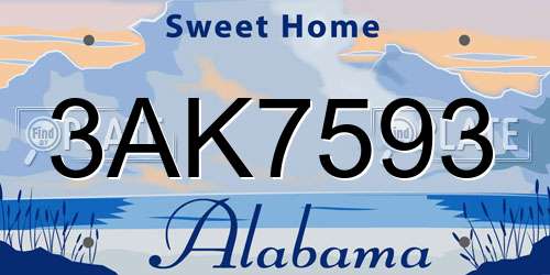 3AK7593 Alabama License Plate